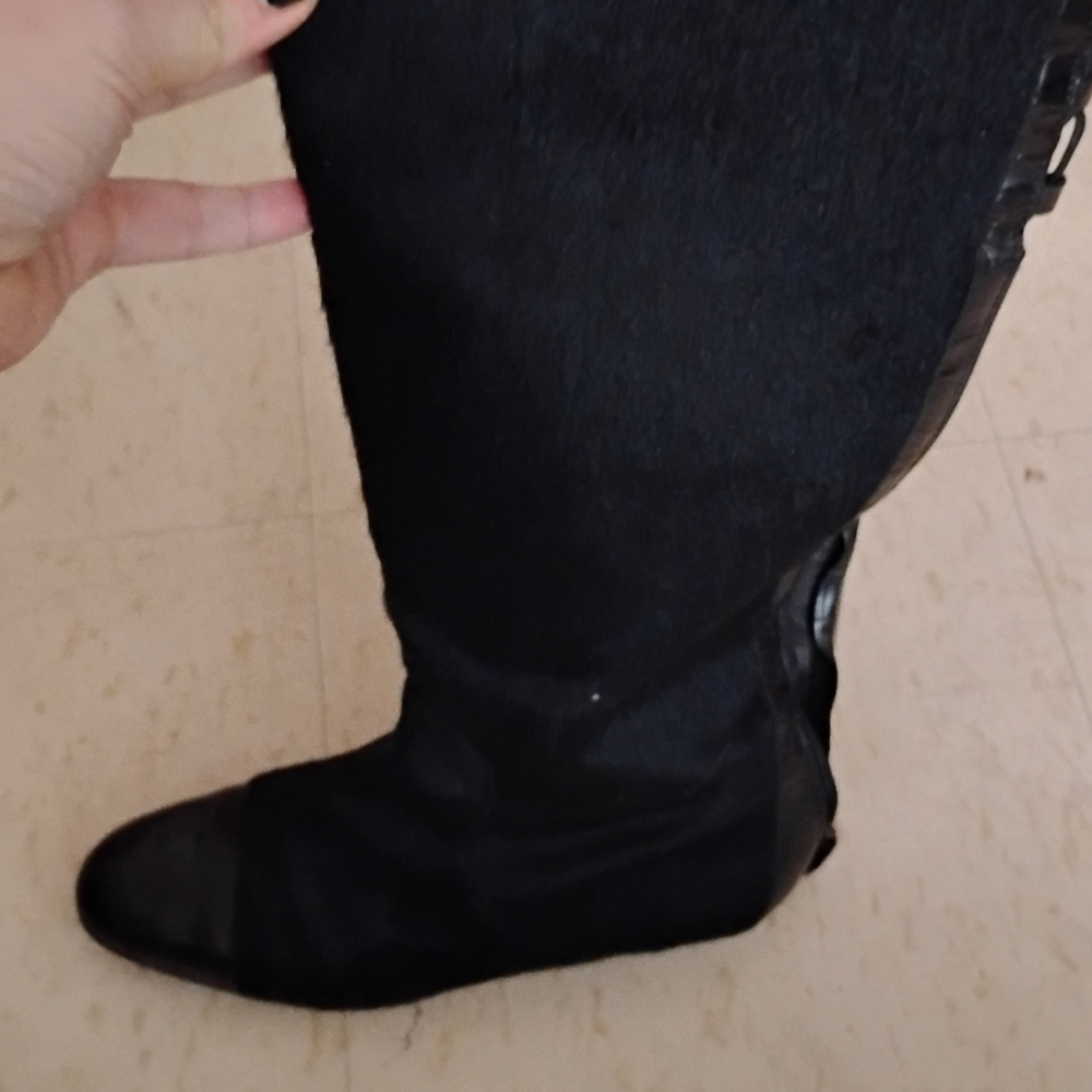 Black PONY 🐴 Hair Below Knee-High Boots - Picture 2 of 5